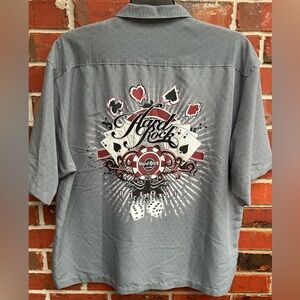 Hard Rock Casino Biloxi Gray Casual XXL Short Sleeve Dress Shirt Gambling C5